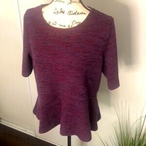 LOFT Peplum Knit Blouse Size Large